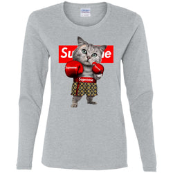 Supreme Boxing Cat Best Funny T-shirt Women Long Sleeve Shirt