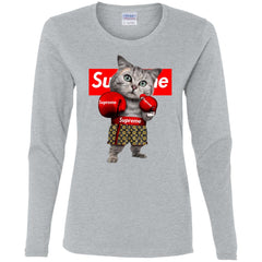 Supreme Boxing Cat Best Funny T-shirt Women Long Sleeve Shirt Women Long Sleeve Shirt - parenttees