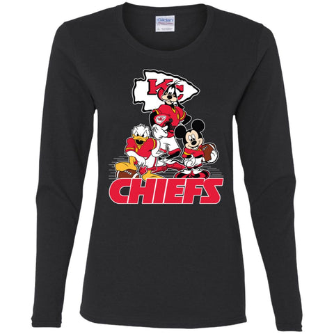 Mickey Mouse Kansas City Chiefs American Football Nfl Sports Shirt Women Long Sleeve Shirt Black / S Women Long Sleeve Shirt - parenttees