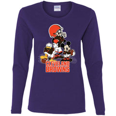 Mickey Mouse Cleveland Browns American Football Nfl Sports Shirt Women Long Sleeve Shirt Women Long Sleeve Shirt - parenttees