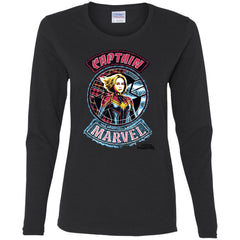 Captain Marvel Stitched Patched Portrait Women Long Sleeve Shirt Women Long Sleeve Shirt - parenttees