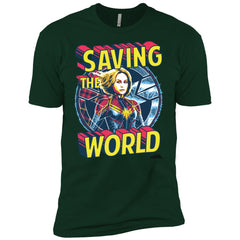 Captain Marvel Saving The World Portrait Men Short Sleeve T-Shirt Men Short Sleeve T-Shirt - parenttees