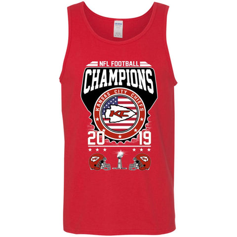 Nfl – Football Champions Kansas City Chiefs Super Bowl 2019 Men Cotton Tank Red / X-Small Men Cotton Tank - parenttees