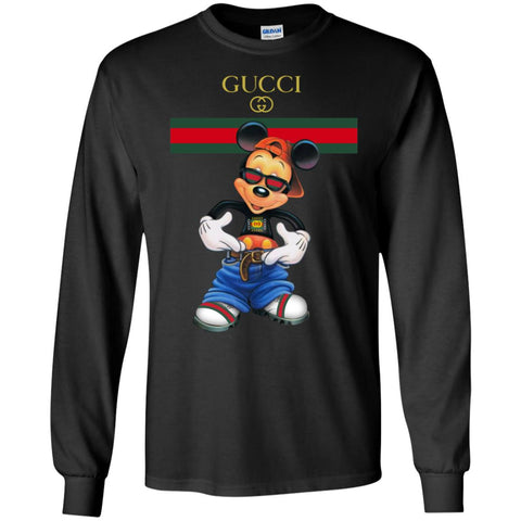 Gucci Logo Mickey Gift Trending T-shirt Men Long Sleeve Shirt Black / S Men Long Sleeve Shirt - parenttees