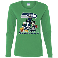 Mickey Mouse Seattle Seahawks American Football Nfl Sports Shirt Women Long Sleeve Shirt Women Long Sleeve Shirt - parenttees