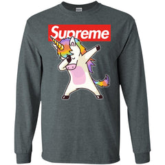 Supreme Unicorn T-shirt Dance Dabbing Unicorn Men Long Sleeve Shirt Men Long Sleeve Shirt - parenttees