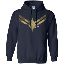 Captain Marvel Simple Gold Shadowed Logo Pullover Hoodie Sweatshirt