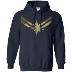 Captain Marvel Simple Gold Shadowed Logo Pullover Hoodie Sweatshirt Pullover Hoodie Sweatshirt - parenttees