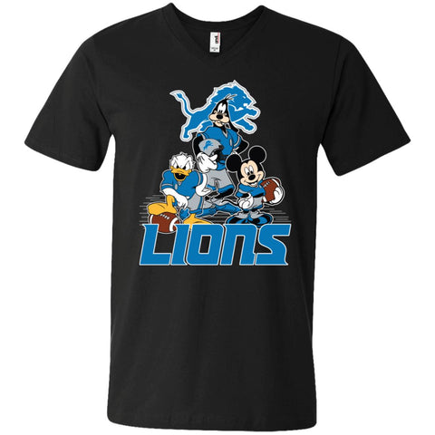 Mickey Mouse Detroit Lions American Football Nfl Sports Shirt Men V-Neck T-Shirt Black / S Men V-Neck T-Shirt - parenttees