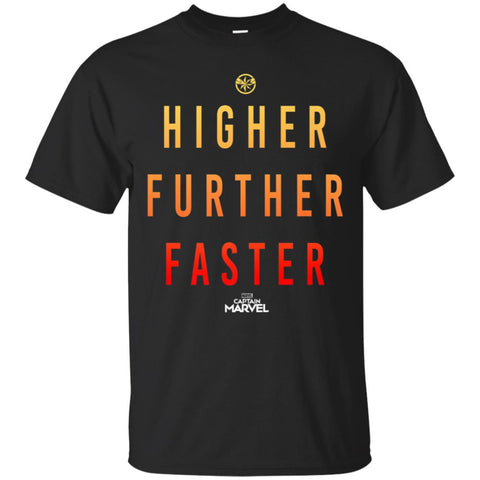 Marvel Captain Marvel Movie Higher Faster Men Cotton T-Shirt Black / S Men Cotton T-Shirt - parenttees