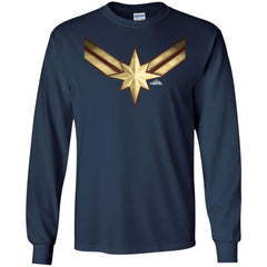 Captain Marvel Gleaming Chest Logo Men Long Sleeve Shirt Men Long Sleeve Shirt - parenttees