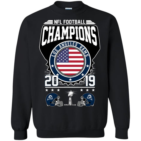 Nfl – Football Champions Los Angeles Rams Super Bowl 2019 Crewneck Pullover Sweatshirt Black / S Crewneck Pullover Sweatshirt - parenttees