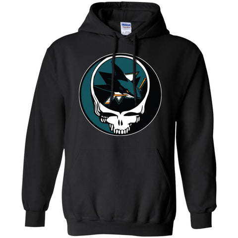 San Jose Sharks Grateful Dead Steal Your Face Hockey Nhl Shirts Pullover Hoodie Sweatshirt Black / S Pullover Hoodie Sweatshirt - parenttees