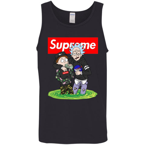 Supreme Rick And Morty T-shirt Men Cotton Tank Black / X-Small Men Cotton Tank - parenttees