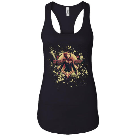 Captain Marvel Cracked Paint Splatter Logo Women Tank Top Black / X-Small Women Tank Top - parenttees