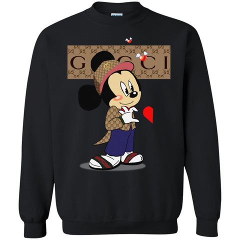 Couple Gucci Mickey Tshirt Valentine's Day Crewneck Pullover Sweatshirt Black / S Crewneck Pullover Sweatshirt - parenttees