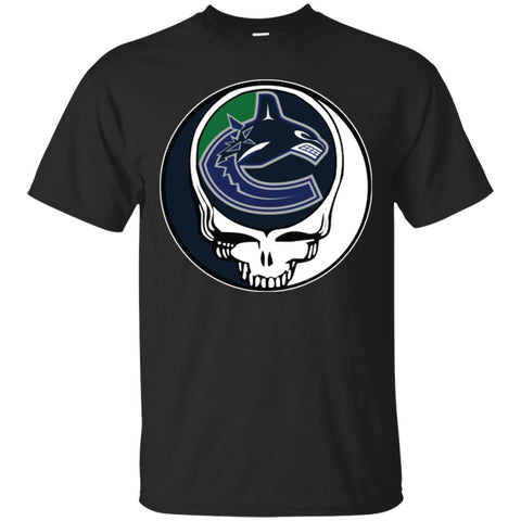 Vancouver Canucks Grateful Dead Steal Your Face Hockey Nhl Shirts Men Cotton T-Shirt Black / S Men Cotton T-Shirt - parenttees