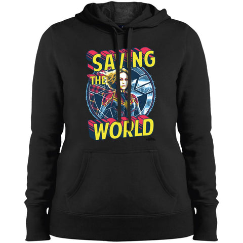 Captain Marvel Saving The World Portrait Women Hooded Sweatshirt Black / X-Small Women Hooded Sweatshirt - parenttees