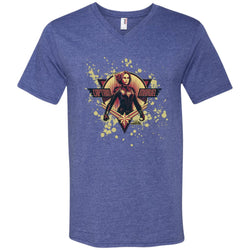 Captain Marvel Cracked Paint Splatter Logo Men V-Neck T-Shirt