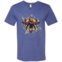 Captain Marvel Cracked Paint Splatter Logo Men V-Neck T-Shirt Men V-Neck T-Shirt - parenttees