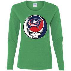 Columbus Blue Grateful Dead Steal Your Face Hockey Nhl Shirts Women Long Sleeve Shirt Women Long Sleeve Shirt - parenttees