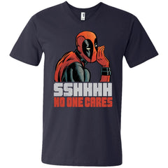 Marvel Deadpool Shhh No One Cares Whisper Men V-Neck T-Shirt Men V-Neck T-Shirt - parenttees