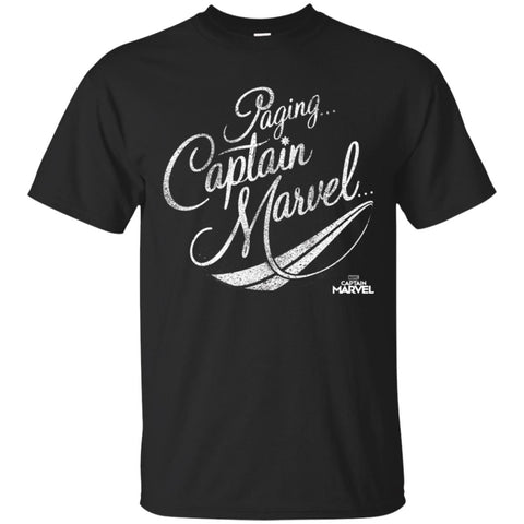 Captain Marvel Paging Distressed Cursive Men Cotton T-Shirt Black / S Men Cotton T-Shirt - parenttees