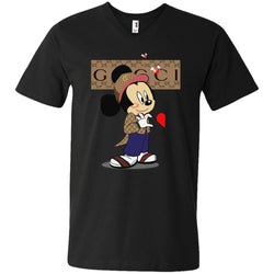 Couple Gucci Mickey Tshirt Valentine's Day Men V-Neck T-Shirt