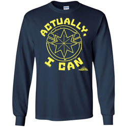 Captain Marvel Actually I Can Yellow Logo Men Long Sleeve Shirt