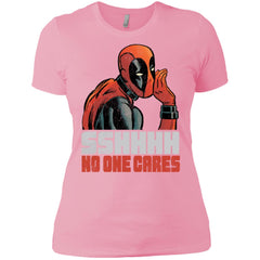 Marvel Deadpool Shhh No One Cares Whisper Women Cotton T-Shirt Women Cotton T-Shirt - parenttees