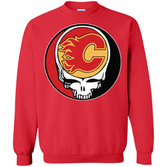 Calgary Flames Grateful Dead Steal Your Face Hockey Nhl Shirts Crewneck Pullover Sweatshirt Crewneck Pullover Sweatshirt - parenttees