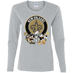 Nfl – New Orleans Saints Super Bowl 2019 Mickey Mouse Minnie Mouse Donald Duck Daisy Duck Football Women Long Sleeve Shirt Women Long Sleeve Shirt - parenttees