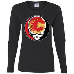 Calgary Flames Grateful Dead Steal Your Face Hockey Nhl Shirts Women Long Sleeve Shirt