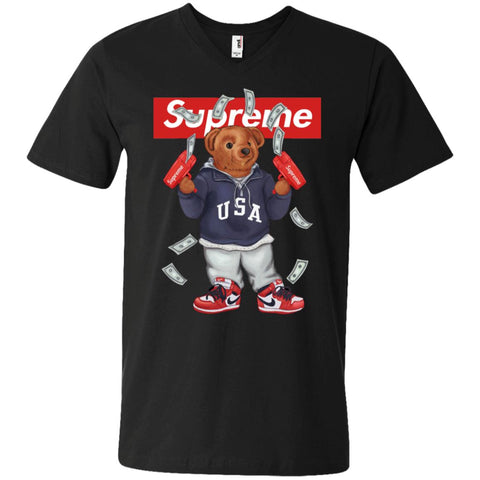 Supreme Bear Hot Trending T-shirt Men V-Neck T-Shirt Black / S Men V-Neck T-Shirt - parenttees