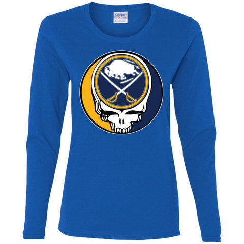 Buffalo Sabres Grateful Dead Steal Your Face Hockey Nhl Shirts Women Long Sleeve Shirt Royal / S Women Long Sleeve Shirt - parenttees