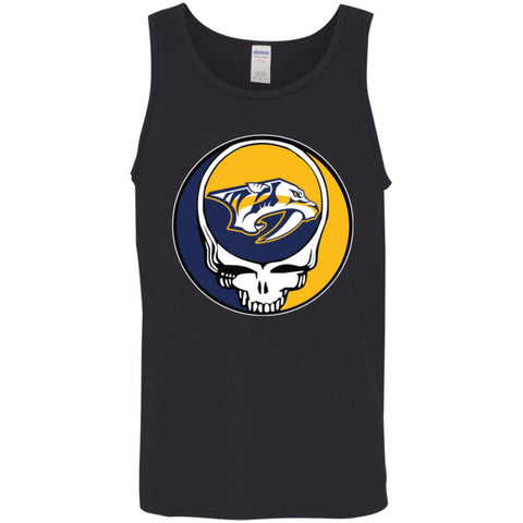 Nashville Predators Grateful Dead Steal Your Face Hockey Nhl Shirts Men Cotton Tank Black / X-Small Men Cotton Tank - parenttees