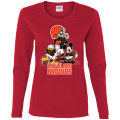 Mickey Mouse Cleveland Browns American Football Nfl Sports Shirt Women Long Sleeve Shirt Women Long Sleeve Shirt - parenttees