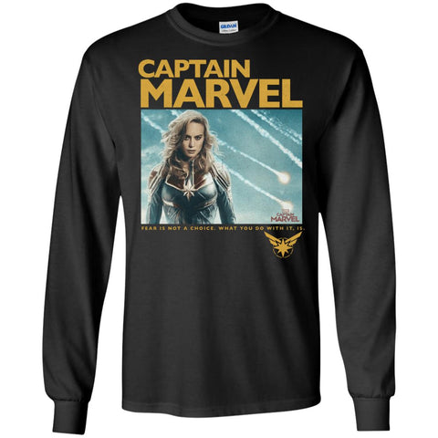 Captain Marvel Vintage Movie Poster Style Men Long Sleeve Shirt Black / S Men Long Sleeve Shirt - parenttees