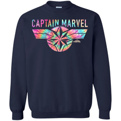 Captain Marvel Logo Banner Tie Dye Colors Crewneck Pullover Sweatshirt Crewneck Pullover Sweatshirt - parenttees