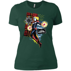 Captain Marvel Plaid Jean Patched Portrait Women Cotton T-Shirt Women Cotton T-Shirt - parenttees