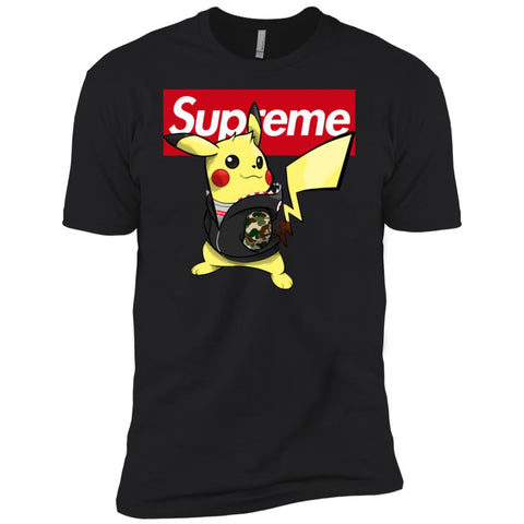 Supreme Pikachu T-shirt Men Short Sleeve T-Shirt Black / X-Small Men Short Sleeve T-Shirt - parenttees