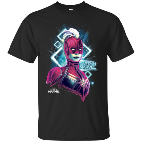 Marvel Captain Marvel Space Glow Neon Men Cotton T-Shirt Black / S Men Cotton T-Shirt - parenttees