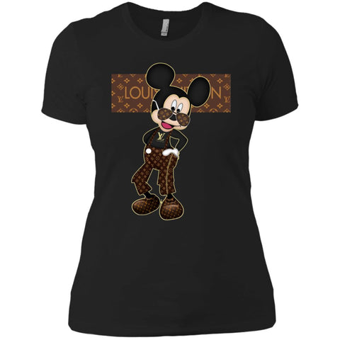 Best Louis Vuitton Mickey Fashion T-shirt Women Cotton T-Shirt Black / X-Small Women Cotton T-Shirt - parenttees