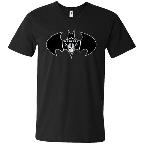 We Are The Oakland Raiders Batman Nfl Mashup Men V-Neck T-Shirt Black / S Men V-Neck T-Shirt - parenttees