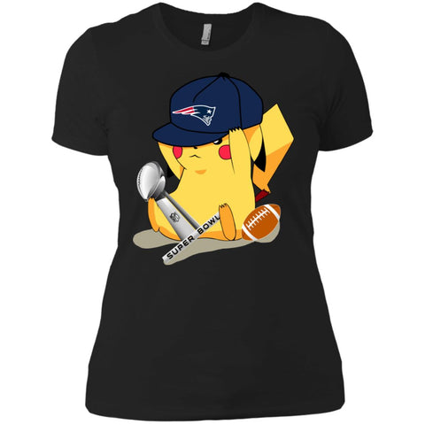 Nfl - New England Patriots Pikachu Super Bowl 2019 Football Women Cotton T-Shirt Black / X-Small Women Cotton T-Shirt - parenttees