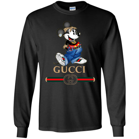 Gucci T-shirt Mouse Mickey Cartoon T-shirt Men Long Sleeve Shirt Black / S Men Long Sleeve Shirt - parenttees