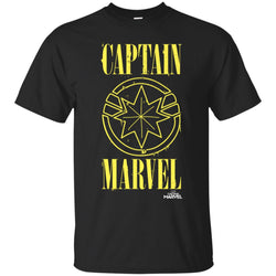 Captain Marvel Yellow Paint Drip Logo Men Cotton T-Shirt