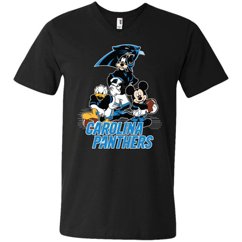 Mickey Mouse Carolina Panthers American Football Nfl Sports Shirt Men V-Neck T-Shirt Black / S Men V-Neck T-Shirt - parenttees