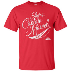 Captain Marvel Paging Distressed Cursive Men Cotton T-Shirt Men Cotton T-Shirt - parenttees