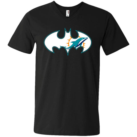 We Are The Miami Dolphins Batman Nfl Mashup Men V-Neck T-Shirt Black / S Men V-Neck T-Shirt - parenttees